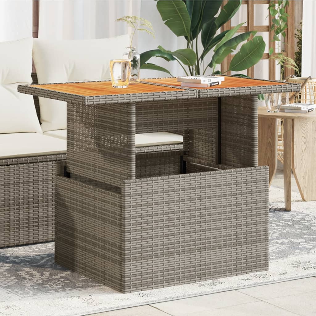 havebord 100x55x73 cm polyrattan og akacietræ grå billede