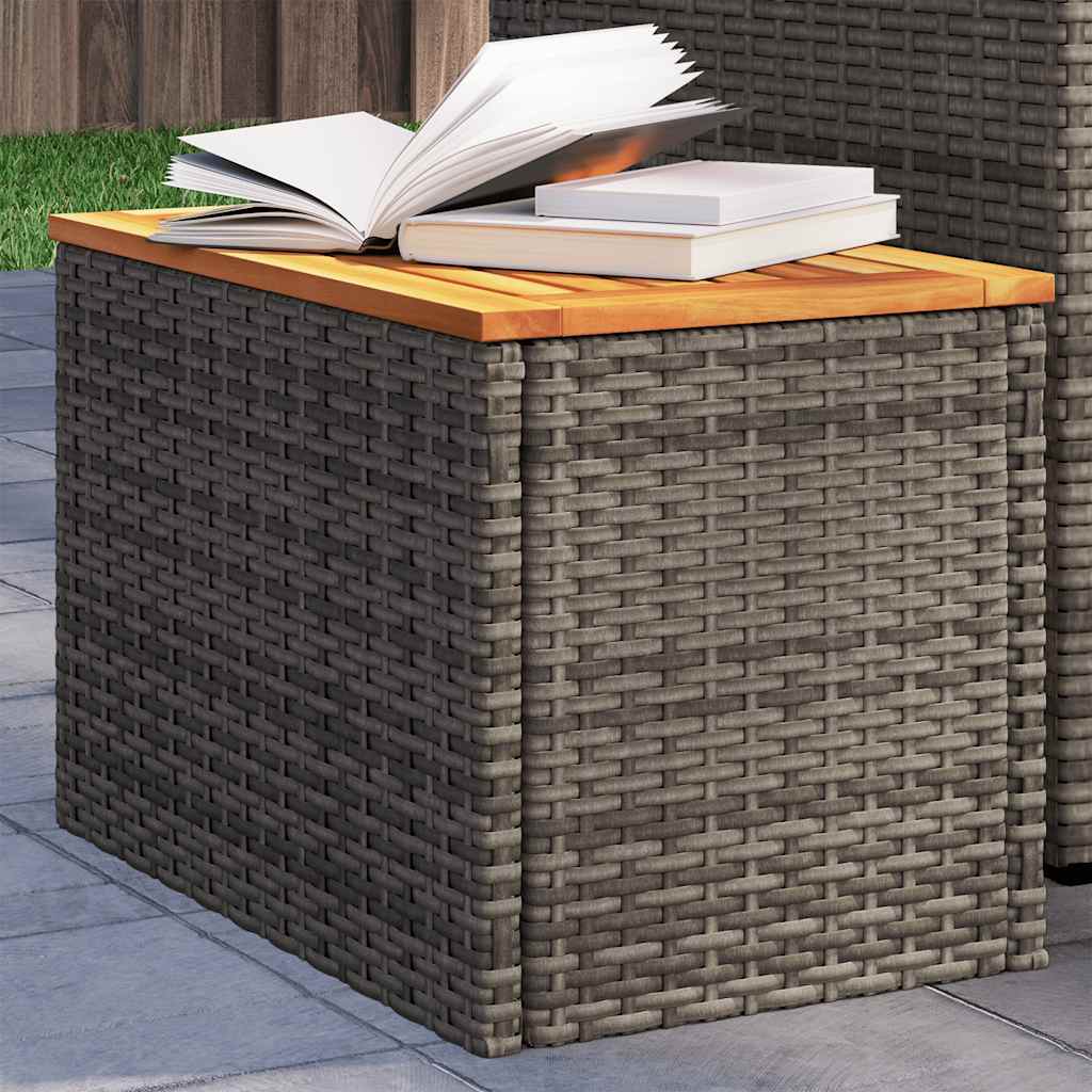 havesideborde 2 stk. 55x34x37 cm polyrattan og massivt træ grå billede