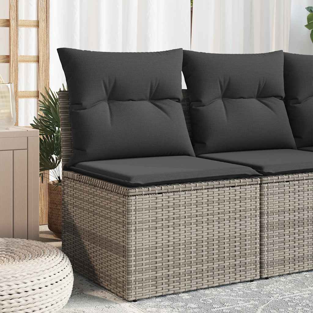 havestol med hynder uden armlæn polyrattan grå