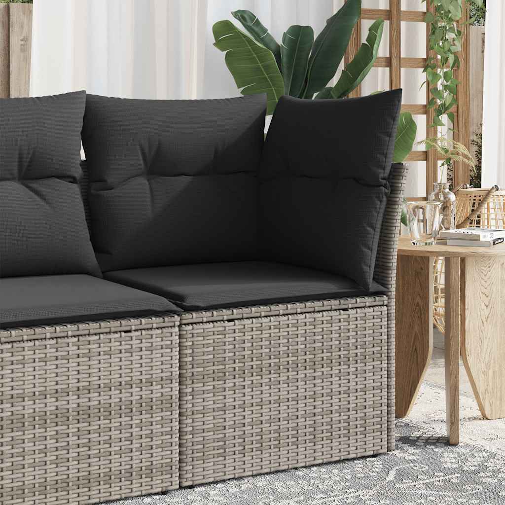 hjørnemodul til havesofa med hynder polyrattan grå billede