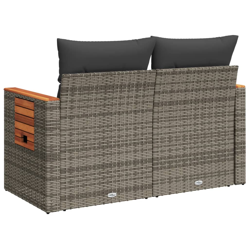 2-personers havesofa med hynder polyrattan grå