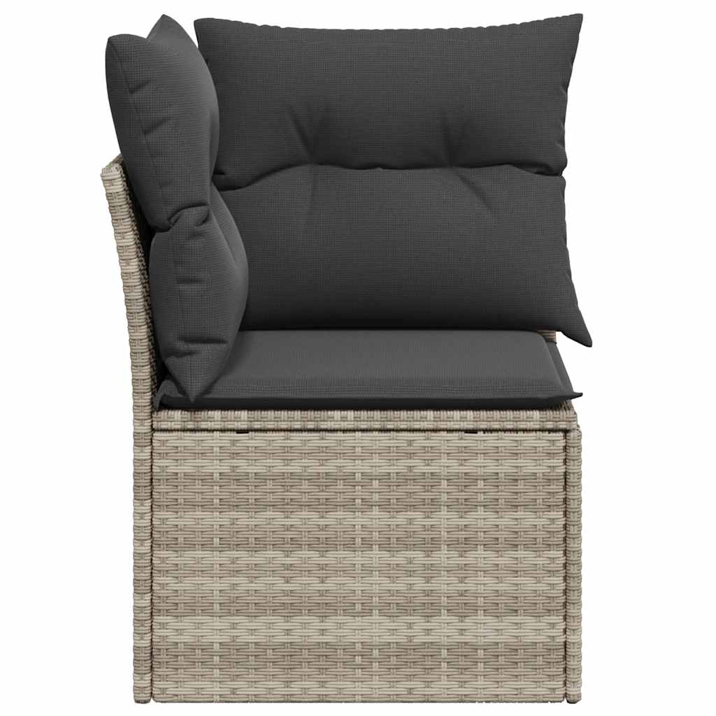 hjørnemodul til havesofa med hynder polyrattan lysegrå