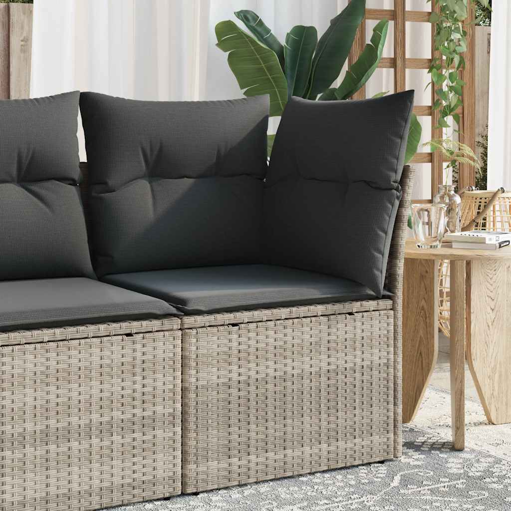 hjørnemodul til havesofa med hynder polyrattan lysegrå
