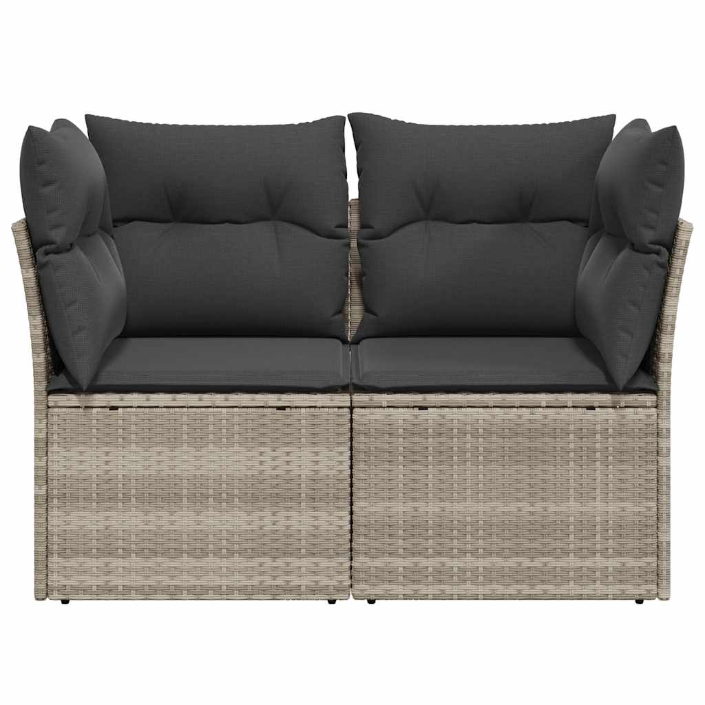2-personers havesofa med hynder polyrattan lysegrå