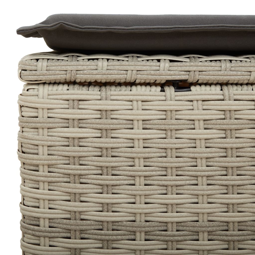 haveskammel med hynde 55x55x37 cm polyrattan lysegrå
