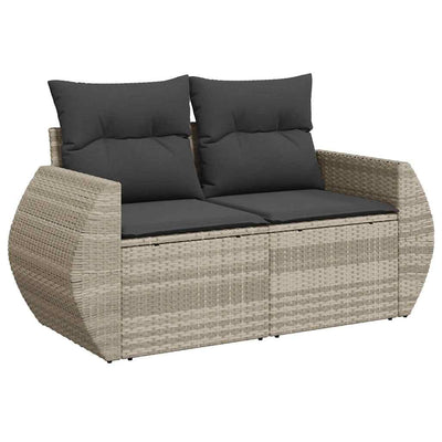 2-personers havesofa med hynder polyrattan lysegrå