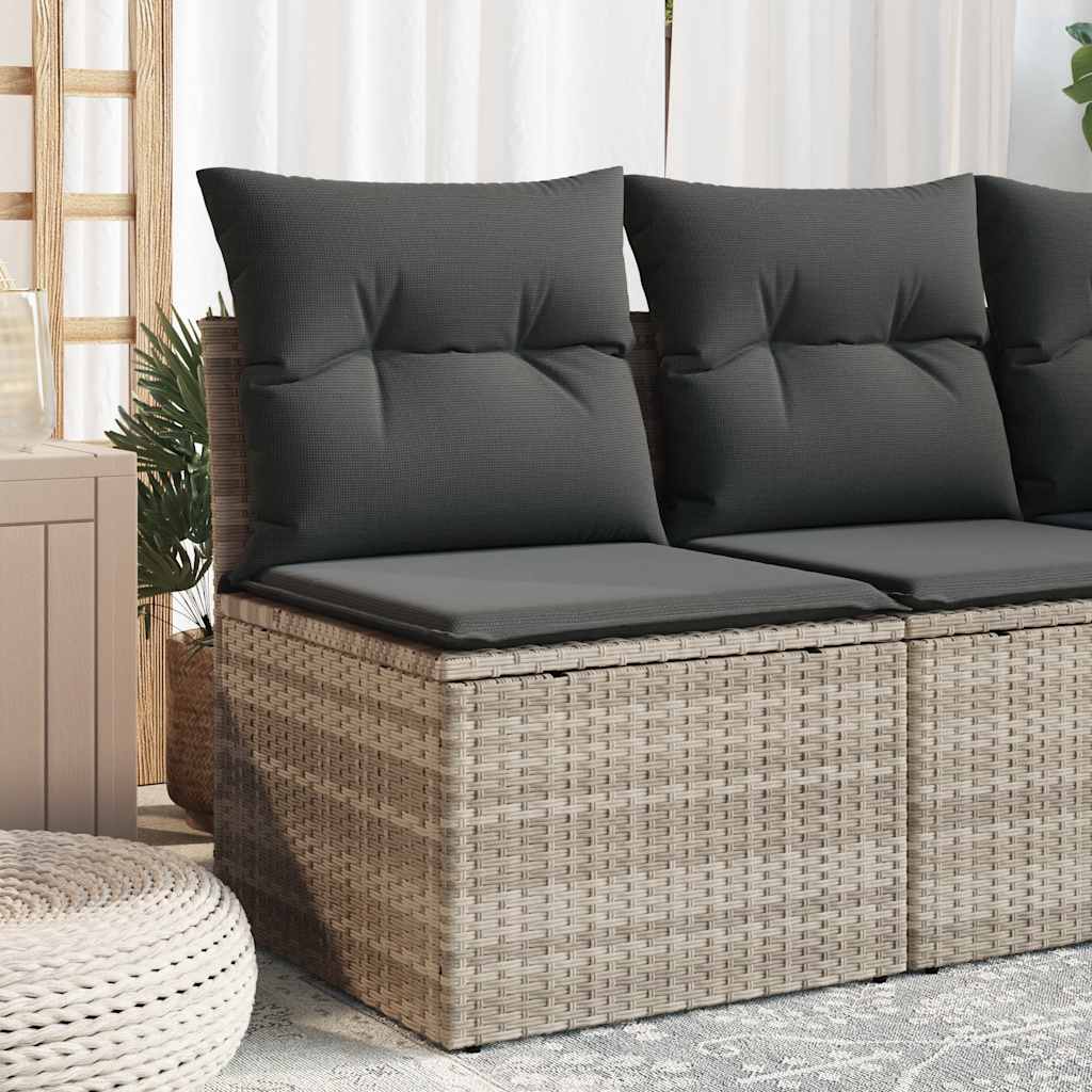 havestol med hynder uden armlæn polyrattan lysegrå billede