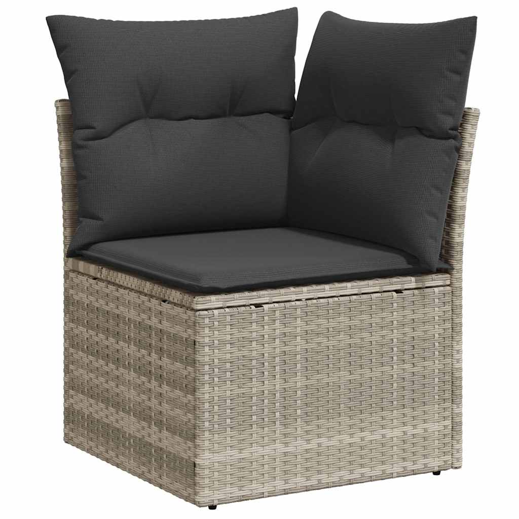 hjørnemodul til havesofa med hynder polyrattan lysegrå