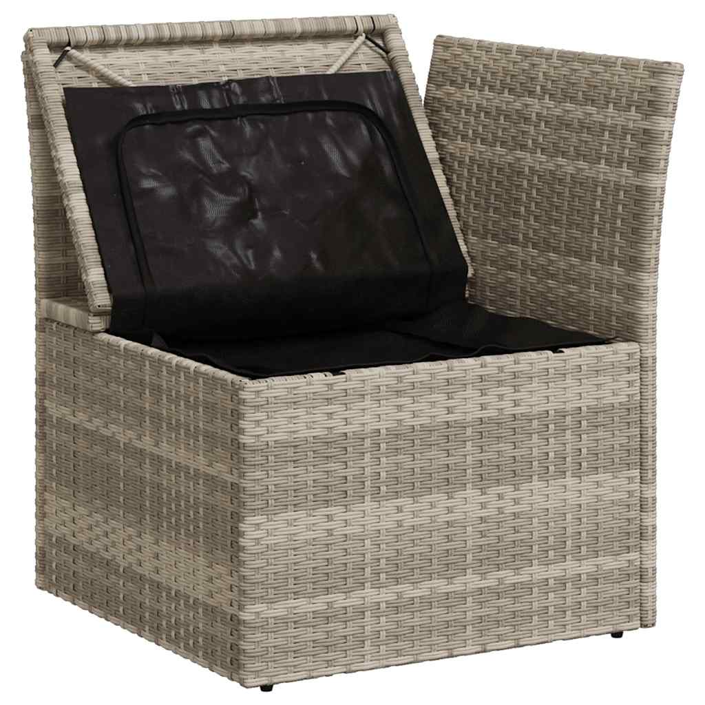 hjørnemodul til havesofa med hynder polyrattan lysegrå
