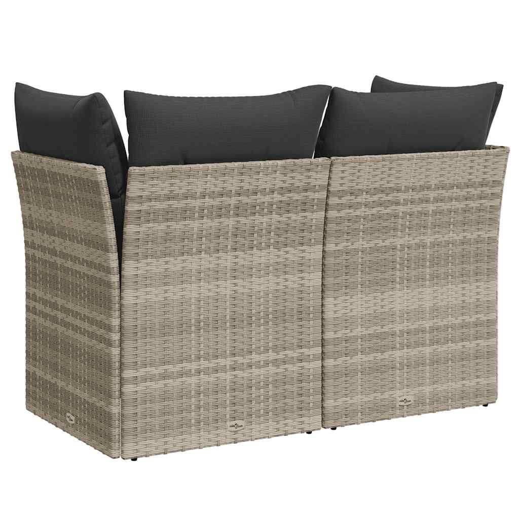 2-personers havesofa med hynder polyrattan lysegrå
