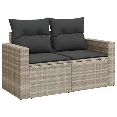 2-personers havesofa med hynder polyrattan lysegrå
