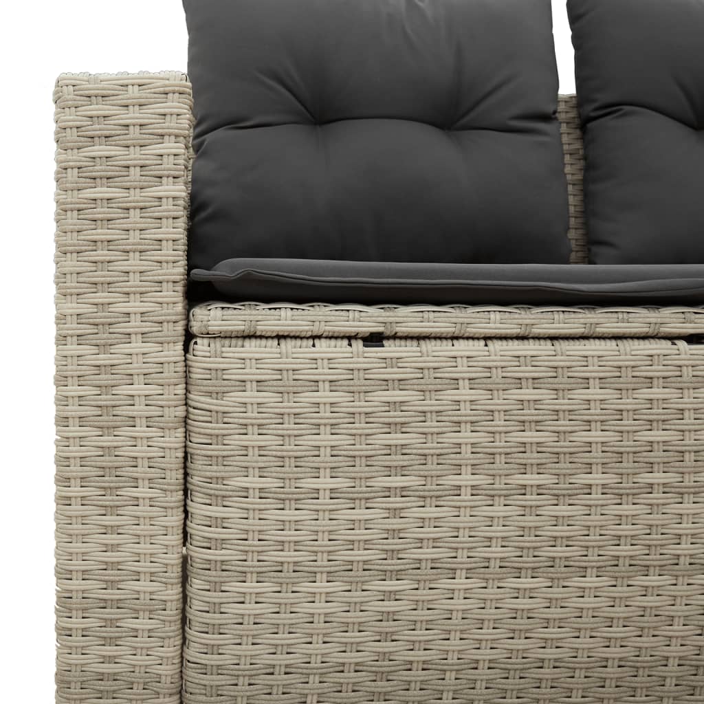 2-personers havesofa med hynder polyrattan lysegrå