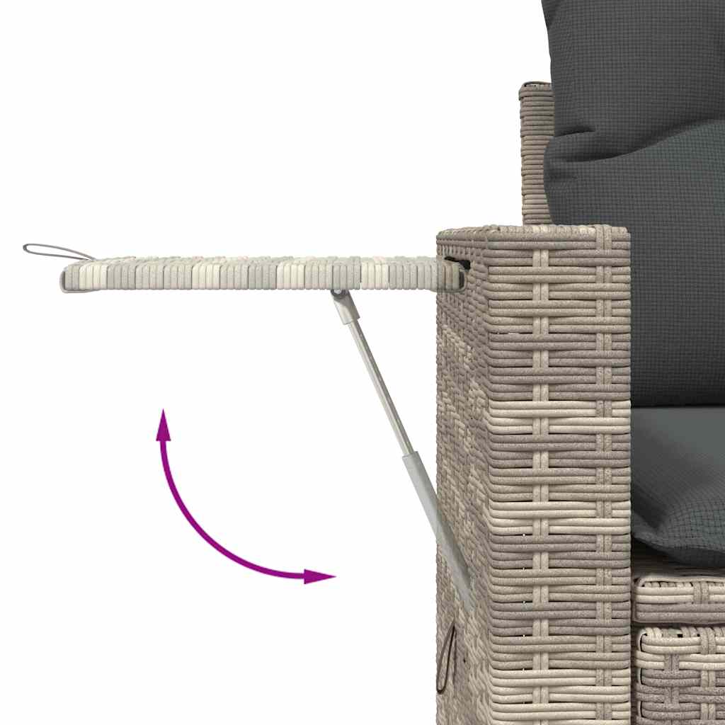 2-personers havesofa med hynder polyrattan lysegrå
