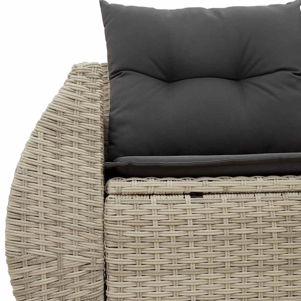 2-personers havesofa med hynder polyrattan lysegrå