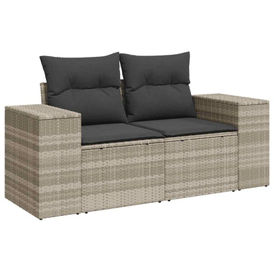 2-personers havesofa med hynder polyrattan lysegrå