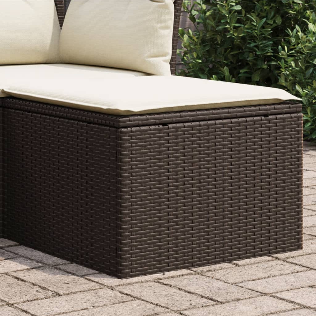 haveskammel med hynde 55x55x37 cm polyrattan brun billede