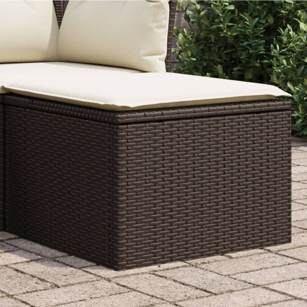 haveskammel med hynde 55x55x37 cm polyrattan brun billede