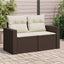 2-personers havesofa med hynder polyrattan brun