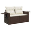 2-personers havesofa med hynder polyrattan brun