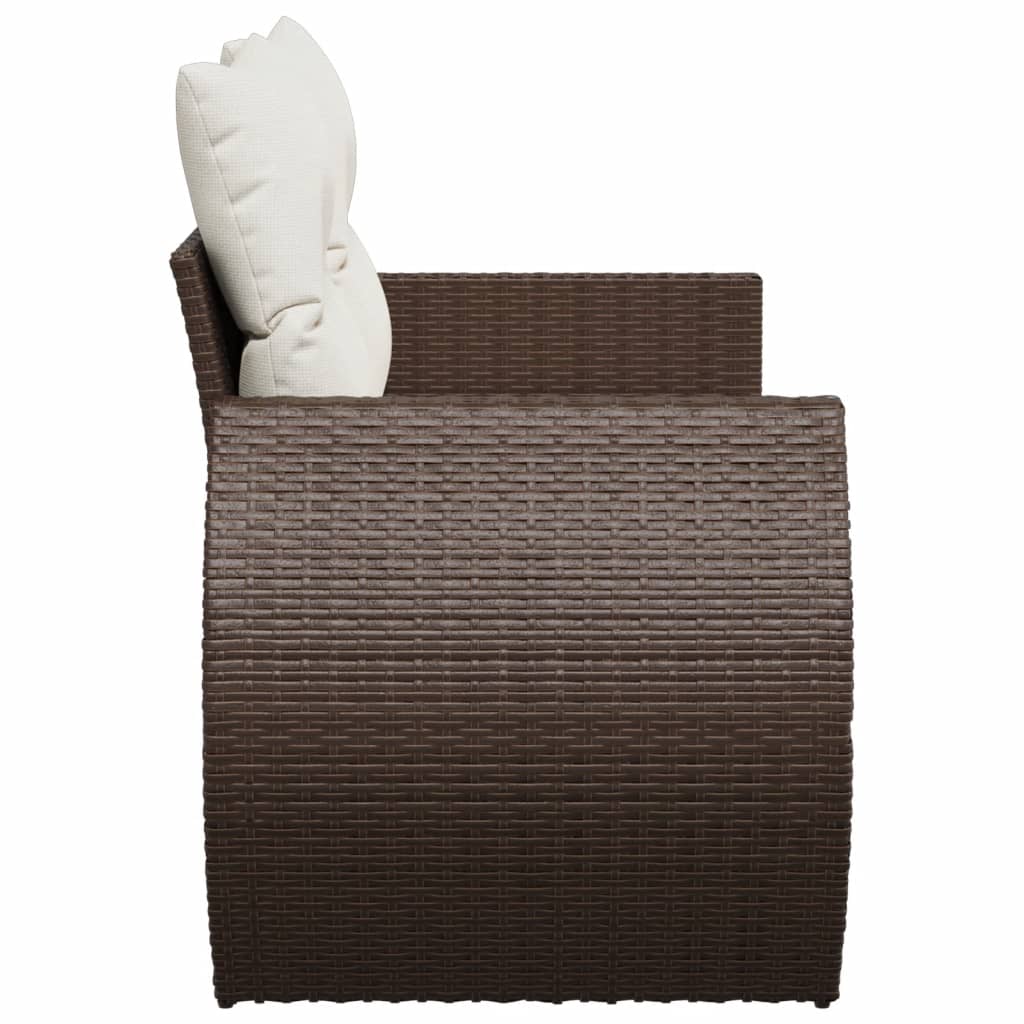 2-personers havesofa med hynder polyrattan brun
