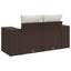 2-personers havesofa med hynder polyrattan brun