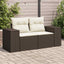 2-personers havesofa med hynder polyrattan brun