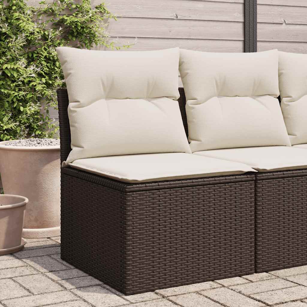 havestol med hynder uden armlæn polyrattan brun billede