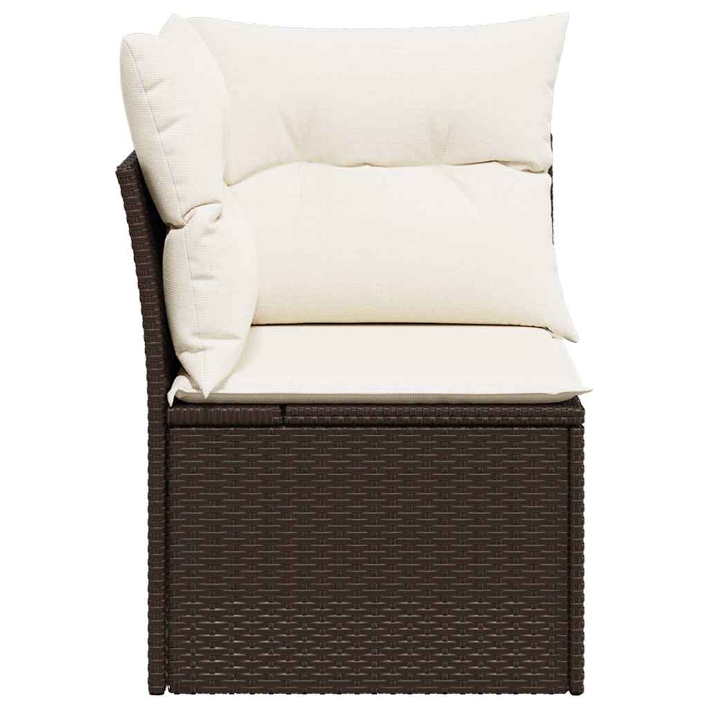 hjørnemodul til havesofa med hynder polyrattan brun