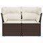 2-personers havesofa med hynder polyrattan brun