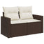 2-personers havesofa med hynder polyrattan brun
