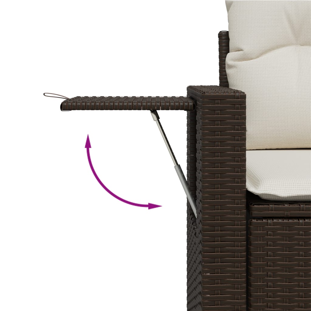 2-personers havesofa med hynder polyrattan brun