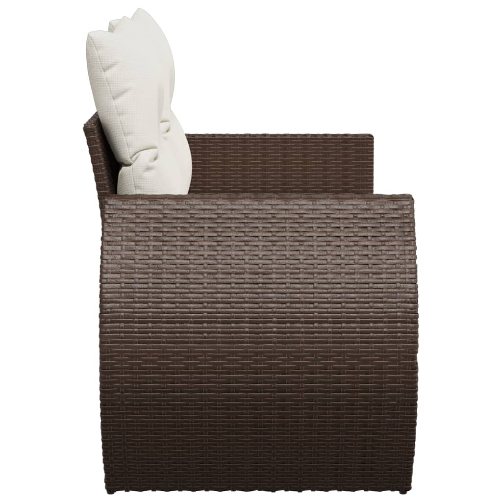2-personers havesofa med hynder polyrattan brun