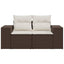 2-personers havesofa med hynder polyrattan brun
