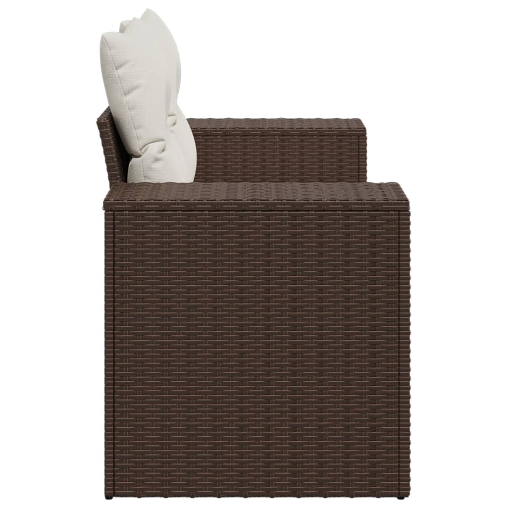 2-personers havesofa med hynder polyrattan brun