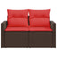 havesofa med hynder 2-personers brun polyrattan