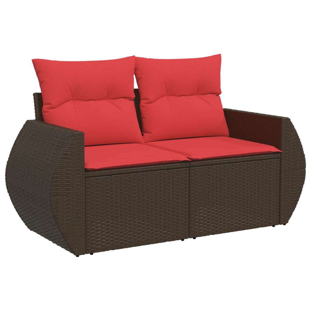 havesofa med hynder 2-personers brun polyrattan