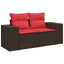 havesofa med hynder 2-personers brun polyrattan
