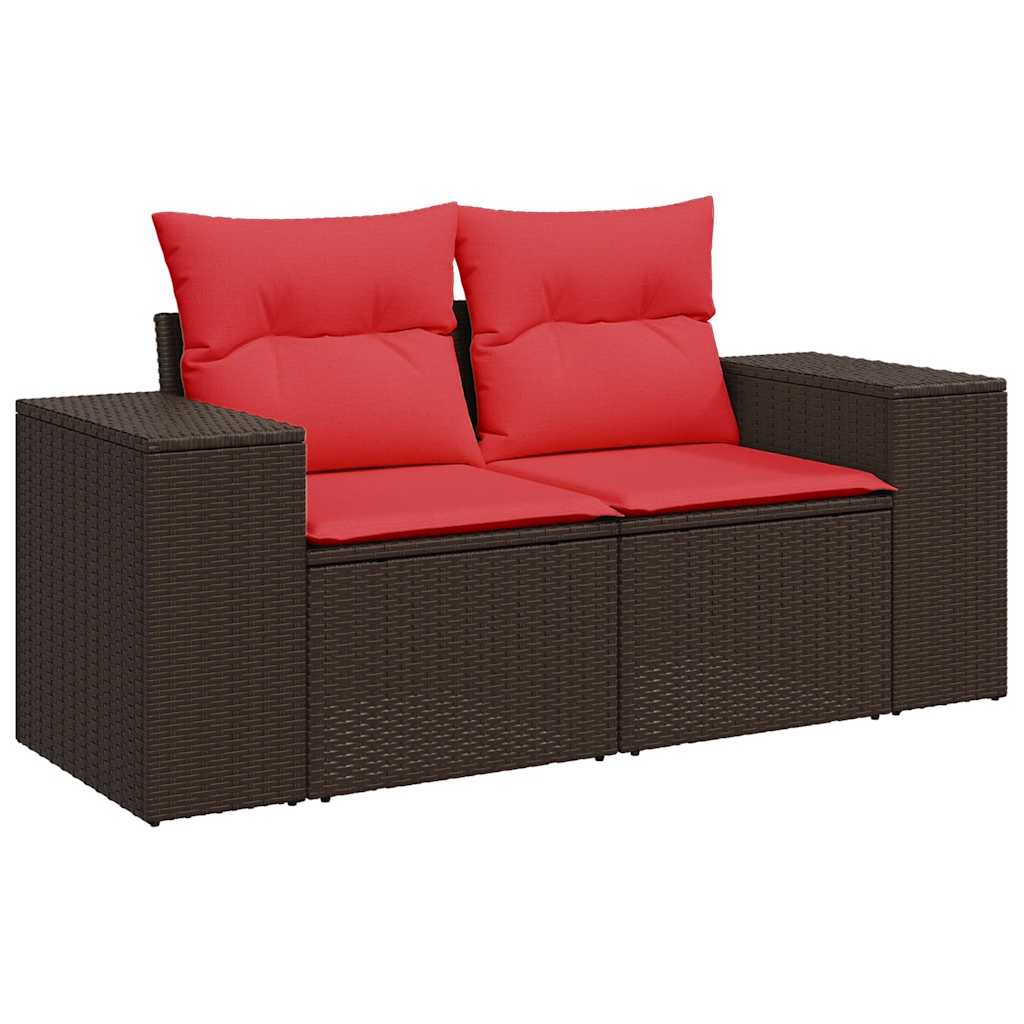 havesofa med hynder 2-personers brun polyrattan