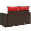 havesofa med hynder 2-personers brun polyrattan