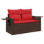 havesofa med hynder 2-personers brun polyrattan