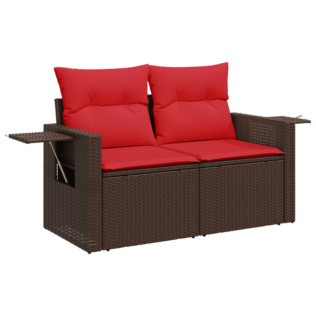 havesofa med hynder 2-personers brun polyrattan