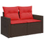 havesofa med hynder 2-personers brun polyrattan