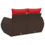 havesofa med hynder 2-personers brun polyrattan