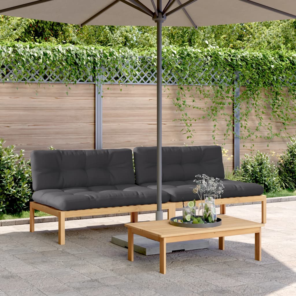 midtermoduler til pallesofa 2 stk. med hynder massivt akacietræ billede