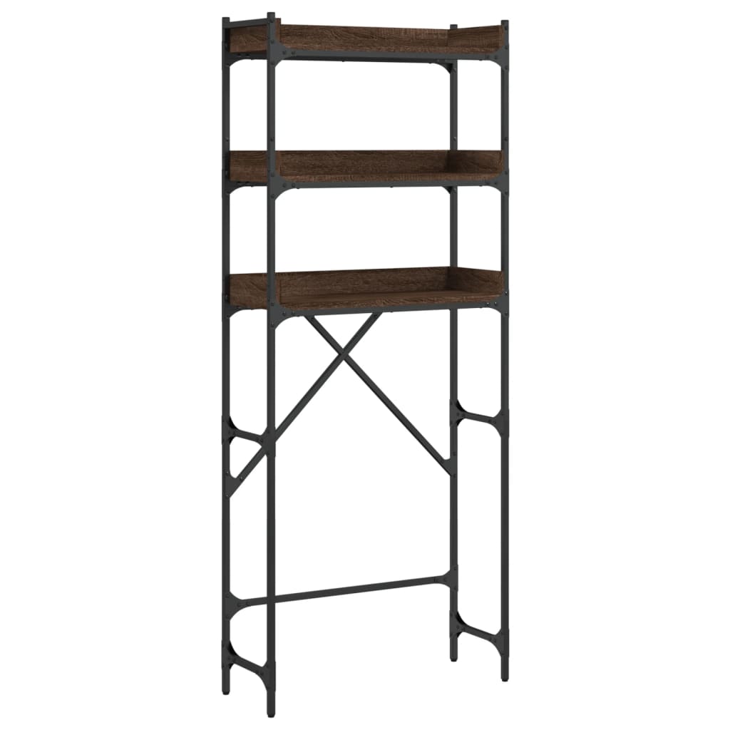 vaskemaskinereol 67x25x163 cm konstrueret træ brunt egetræ