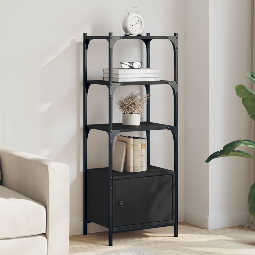 bogreol med 3 hylder 41x30x109,5 cm konstrueret træ sort billede