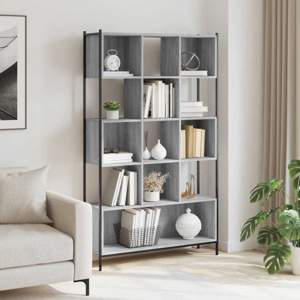 bogreol 102x28x172 cm konstrueret træ grå sonoma-eg