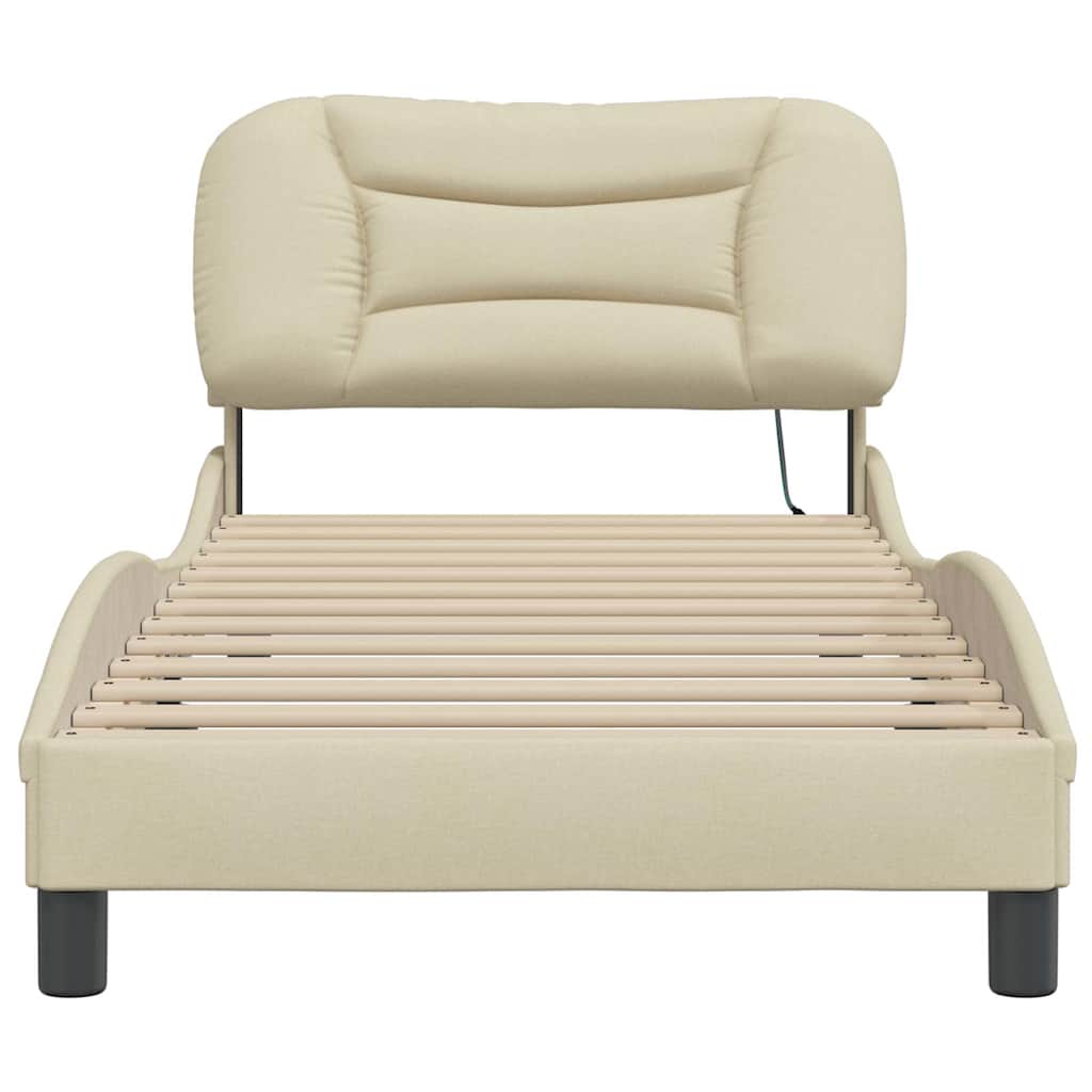 sengeramme uden madras Hvar 90x190 cm stof cremefarvet