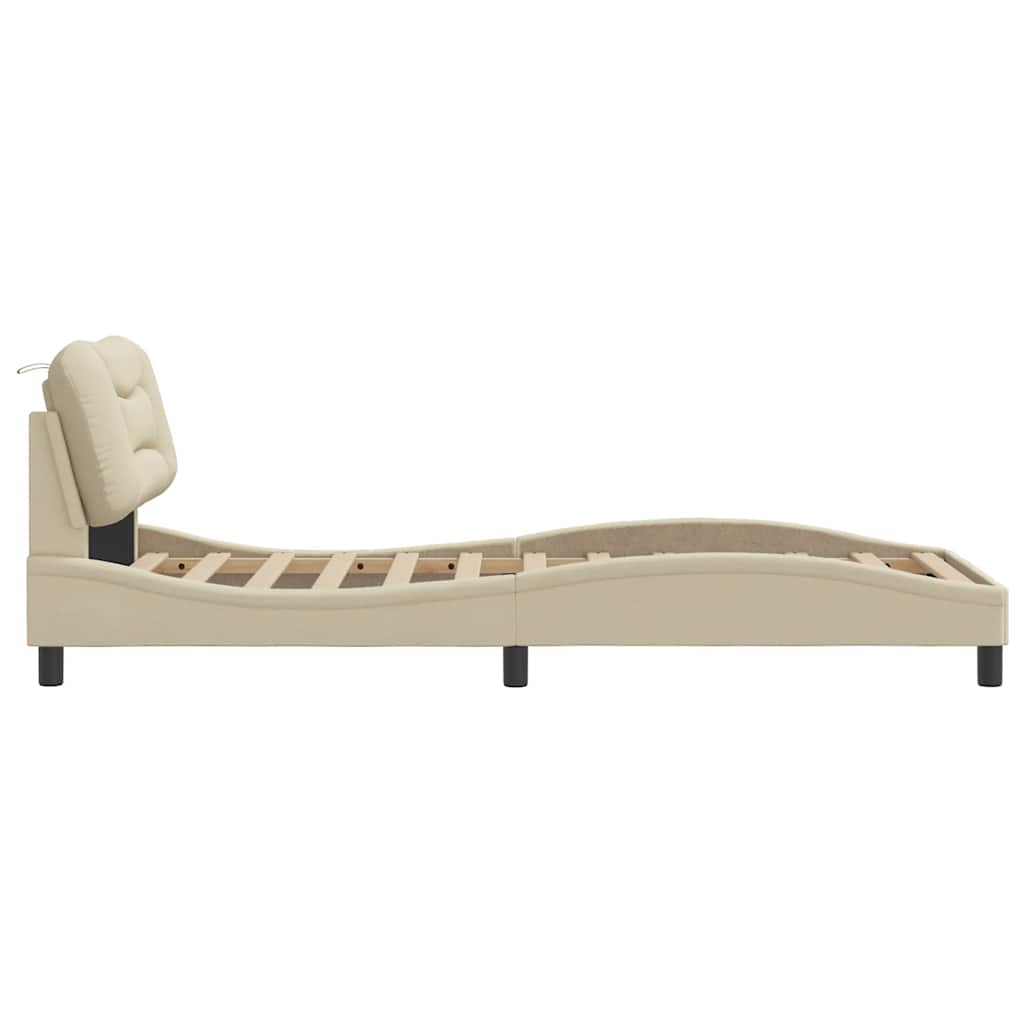 sengeramme uden madras Hvar 90x190 cm stof cremefarvet
