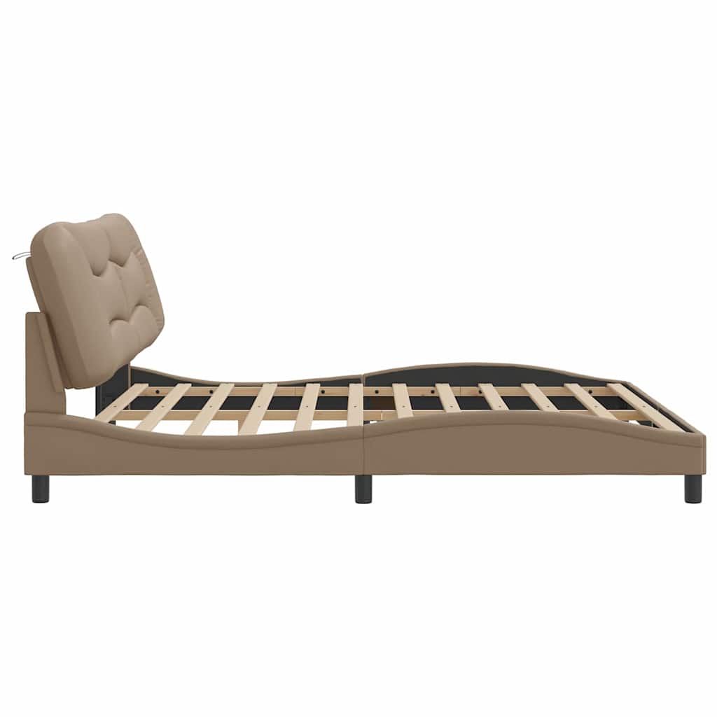 sengeramme uden madras Hvar 200x200 cm kunstlæder cappuccinofarvet